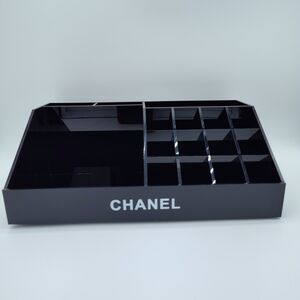 CHANEL Acrylic Black Counter Display Organizer NIB Boutique Beauty Stand